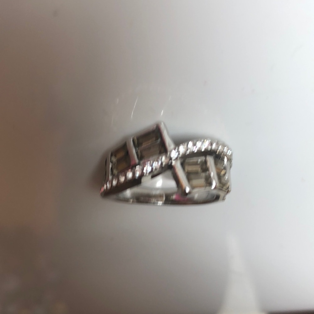 Platinum silver with diamond chips